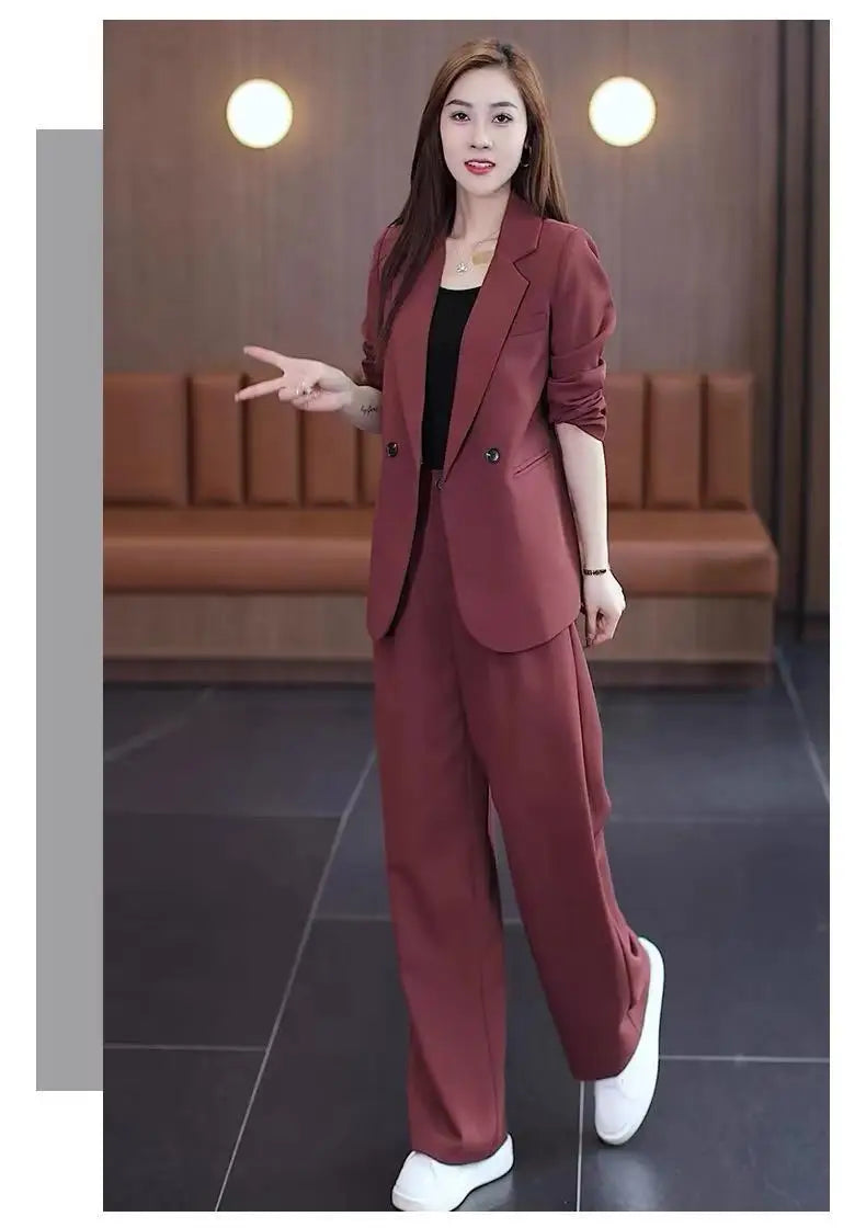 Two Piece Elegant Casual Blazers Pants Matching Set