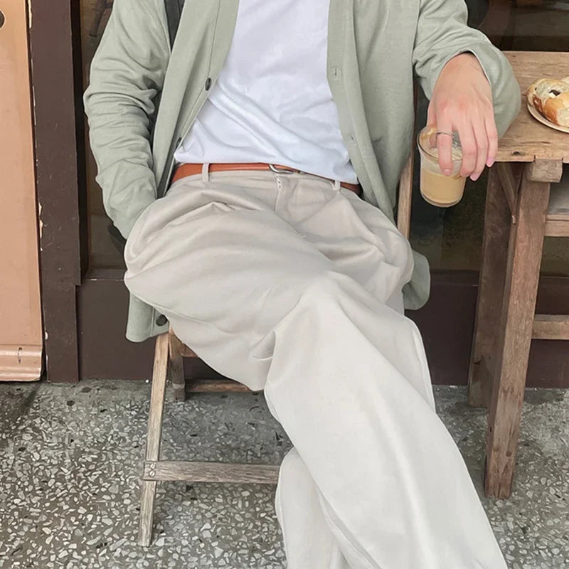 Fashionable Mens Suit Trousers Streetwear Vintage