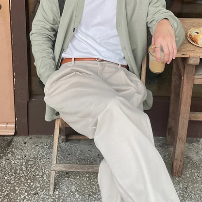 Fashionable Mens Suit Trousers Streetwear Vintage