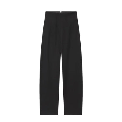 Three-dimensional cut high collar slim suit jacket & matching casual trousers