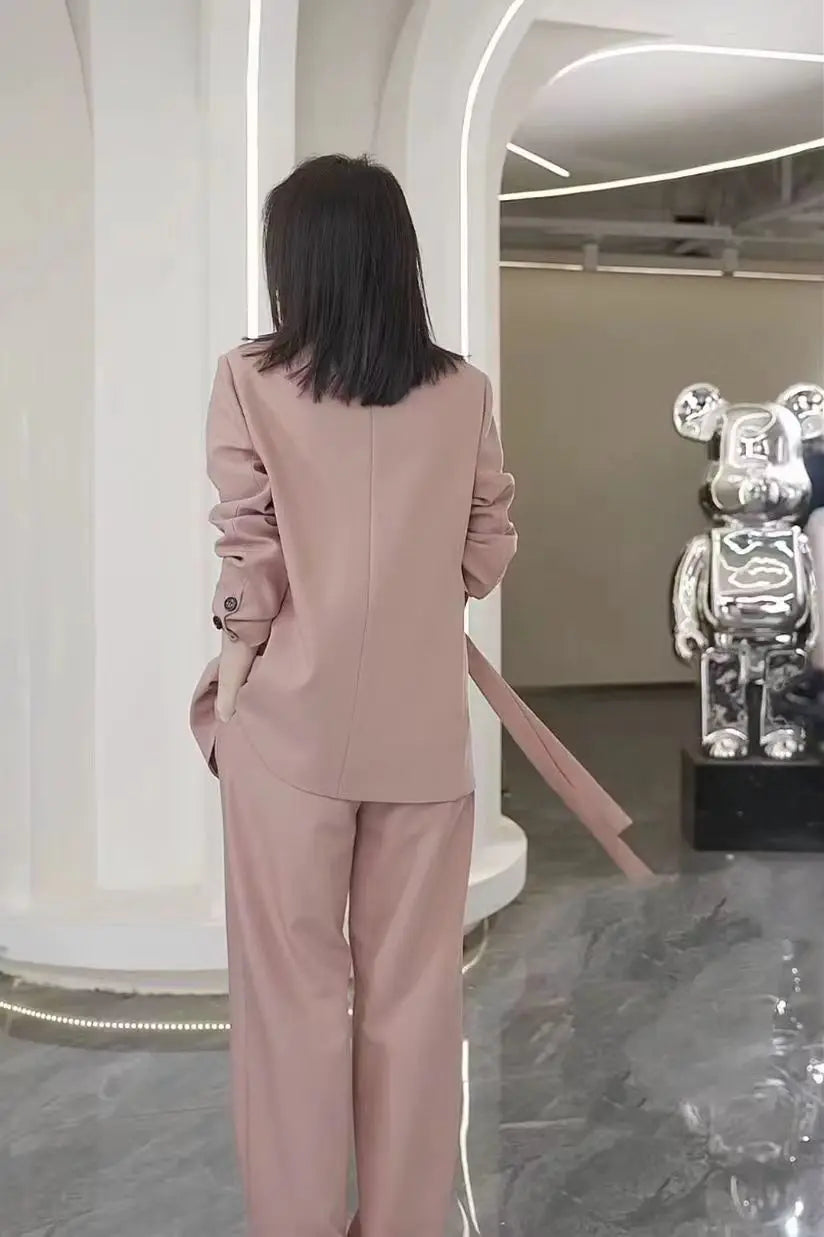 Elegant Loose Blazers Wide Leg Pants Two Piece Tailored Set