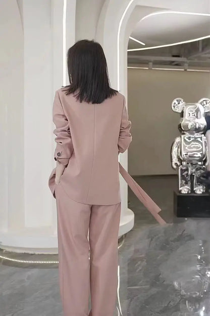 Elegant Loose Blazers Wide Leg Pants Two Piece Tailored Set