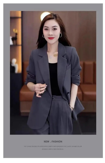 Two Piece Elegant Casual Blazers Pants Matching Set