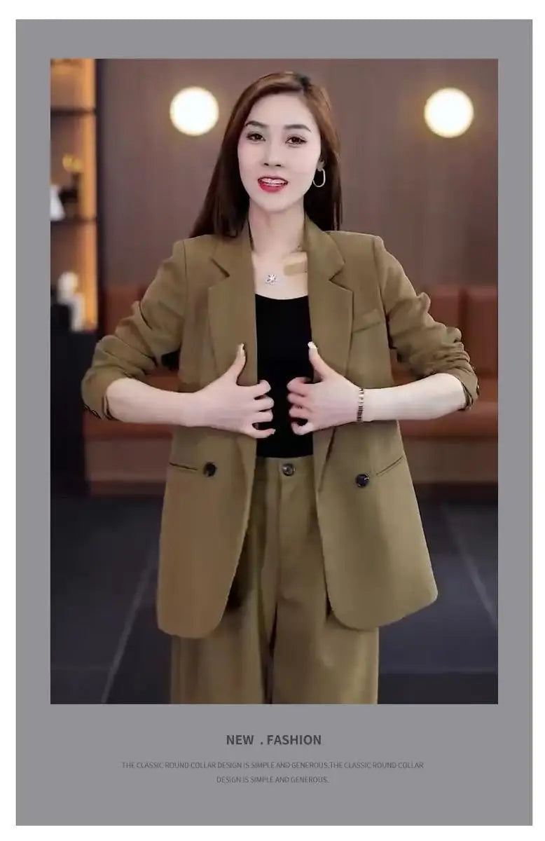 Two Piece Elegant Casual Blazers Pants Matching Set