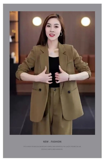 Two Piece Elegant Casual Blazers Pants Matching Set