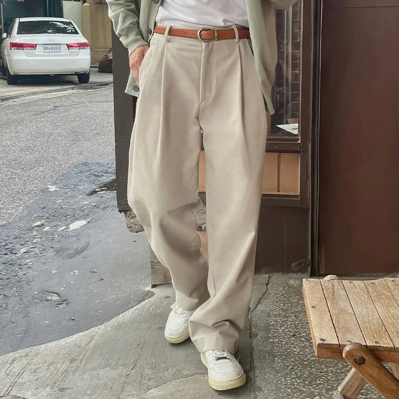 Fashionable Mens Suit Trousers Streetwear Vintage