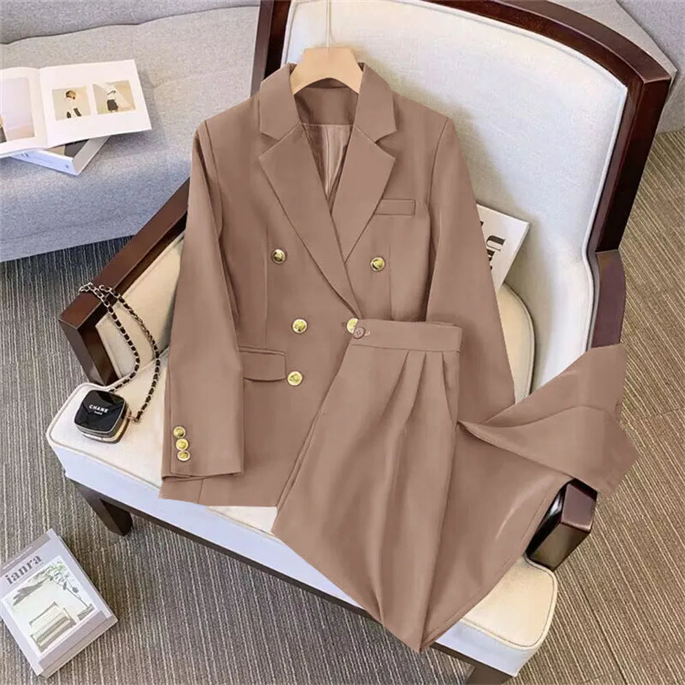 Elegant Tops Coat Blazers Pants Sets