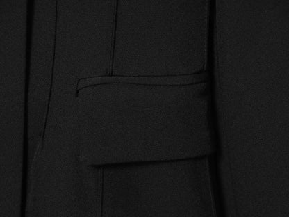 Three-dimensional cut high collar slim suit jacket & matching casual trousers