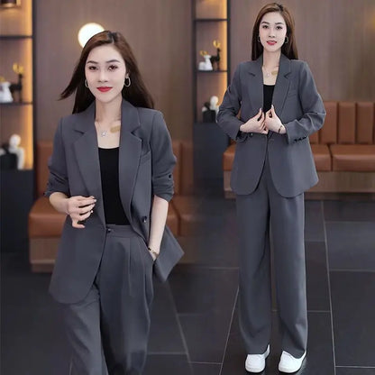 Two Piece Elegant Casual Blazers Pants Matching Set