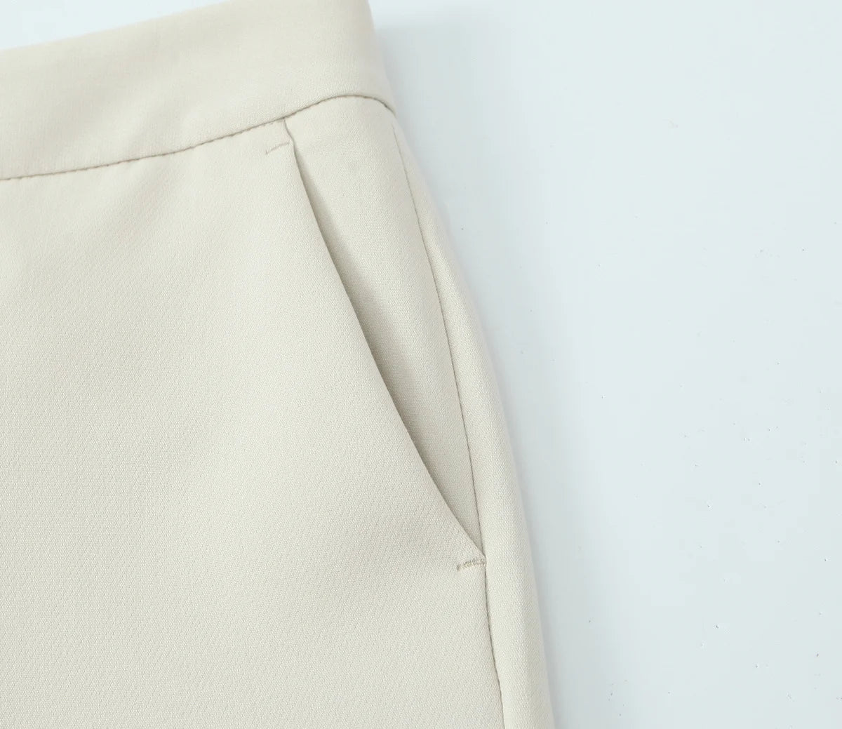 Beige Pants Set O-Neck Blazer  Tailored Jacket