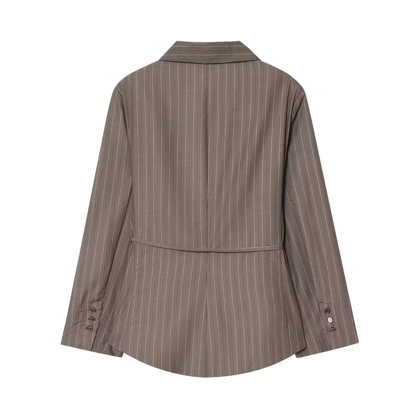 Elegant Brown Sashes Loose Single Breasted Blazers Chic Wide Leg Pant Set