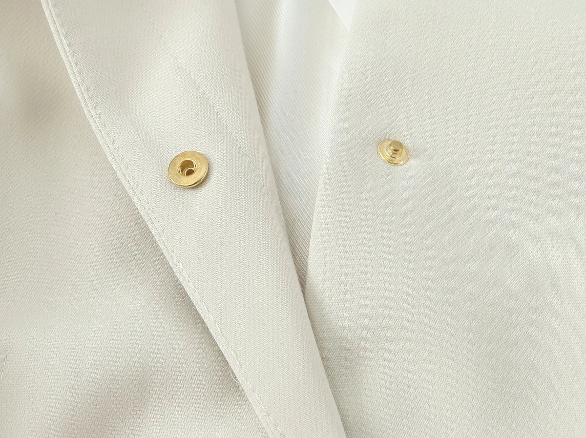 Beige Pants Set O-Neck Blazer  Tailored Jacket