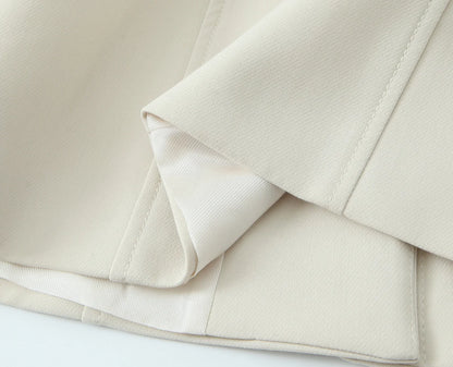 Beige Pants Set O-Neck Blazer  Tailored Jacket