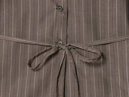 Elegant Brown Sashes Loose Single Breasted Blazers Chic Wide Leg Pant Set