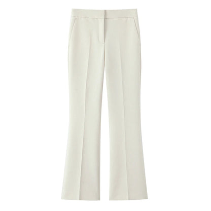 Beige Pants Set O-Neck Blazer  Tailored Jacket