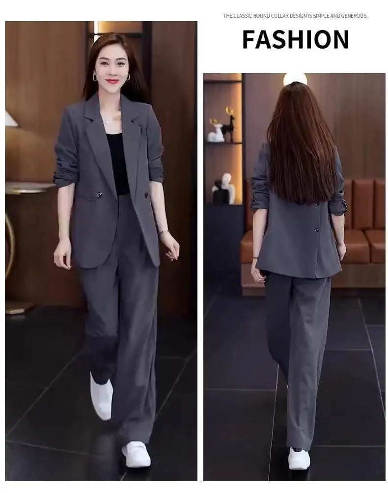 Two Piece Elegant Casual Blazers Pants Matching Set