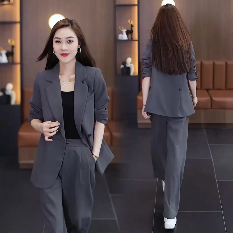 Two Piece Elegant Casual Blazers Pants Matching Set