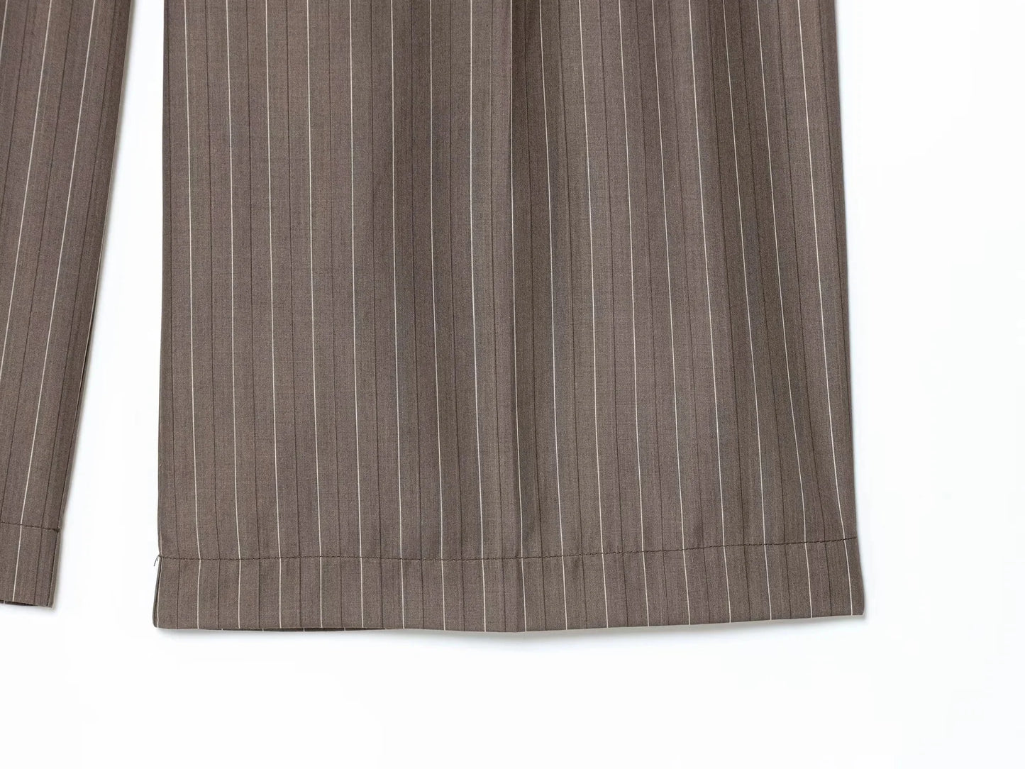 Elegant Brown Sashes Loose Single Breasted Blazers Chic Wide Leg Pant Set