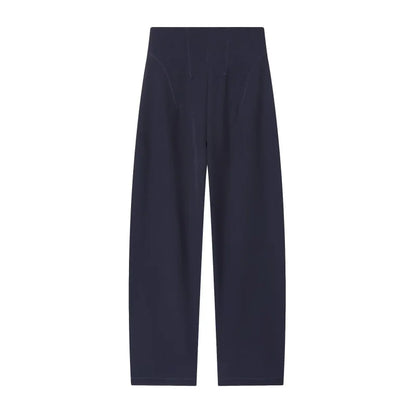 Three-dimensional cut high collar slim suit jacket & matching casual trousers