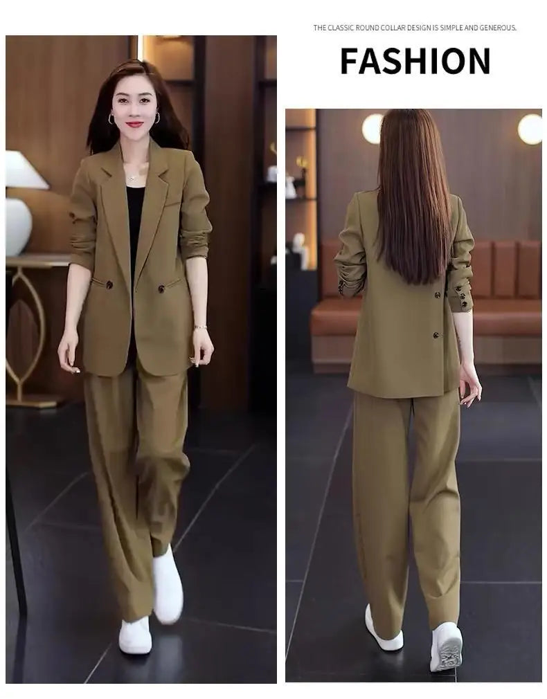 Two Piece Elegant Casual Blazers Pants Matching Set