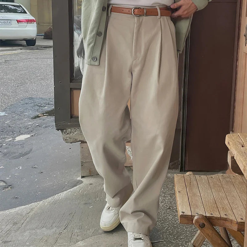 Fashionable Mens Suit Trousers Streetwear Vintage