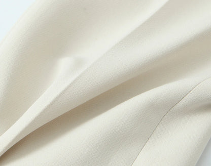 Beige Pants Set O-Neck Blazer  Tailored Jacket