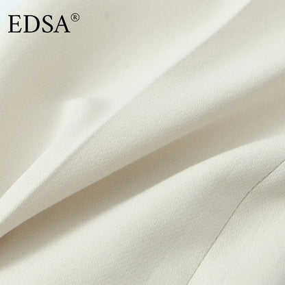 Beige Pants Set O-Neck Blazer  Tailored Jacket