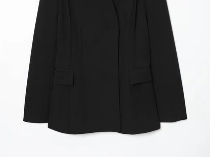 Three-dimensional cut high collar slim suit jacket & matching casual trousers