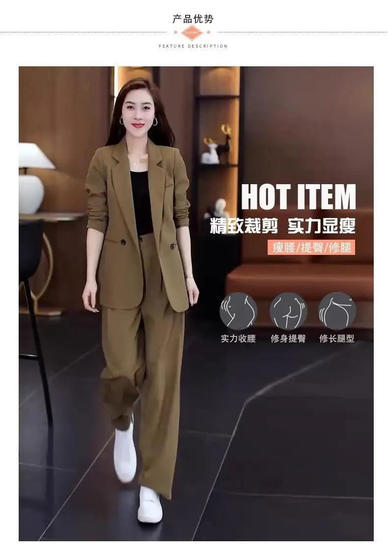 Two Piece Elegant Casual Blazers Pants Matching Set