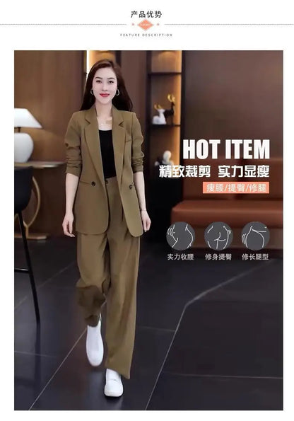 Two Piece Elegant Casual Blazers Pants Matching Set