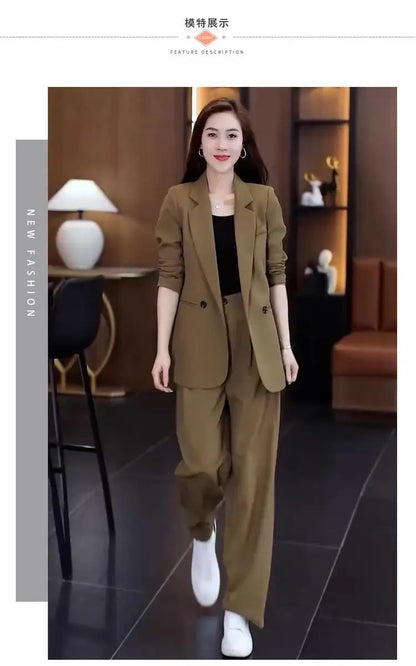 Two Piece Elegant Casual Blazers Pants Matching Set