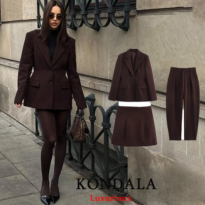 KONDALA Chic Tailored Three-Piece Set