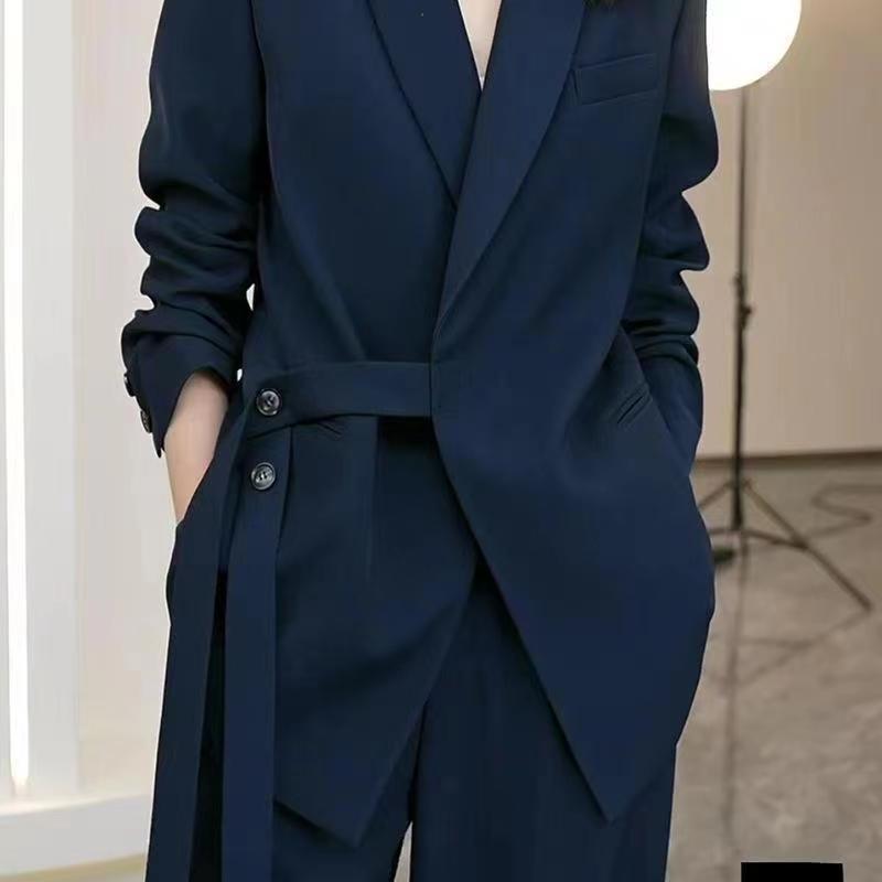 Elegant Loose Blazers Wide Leg Pants Two Piece Tailored Set