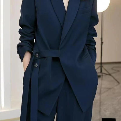 Elegant Loose Blazers Wide Leg Pants Two Piece Tailored Set