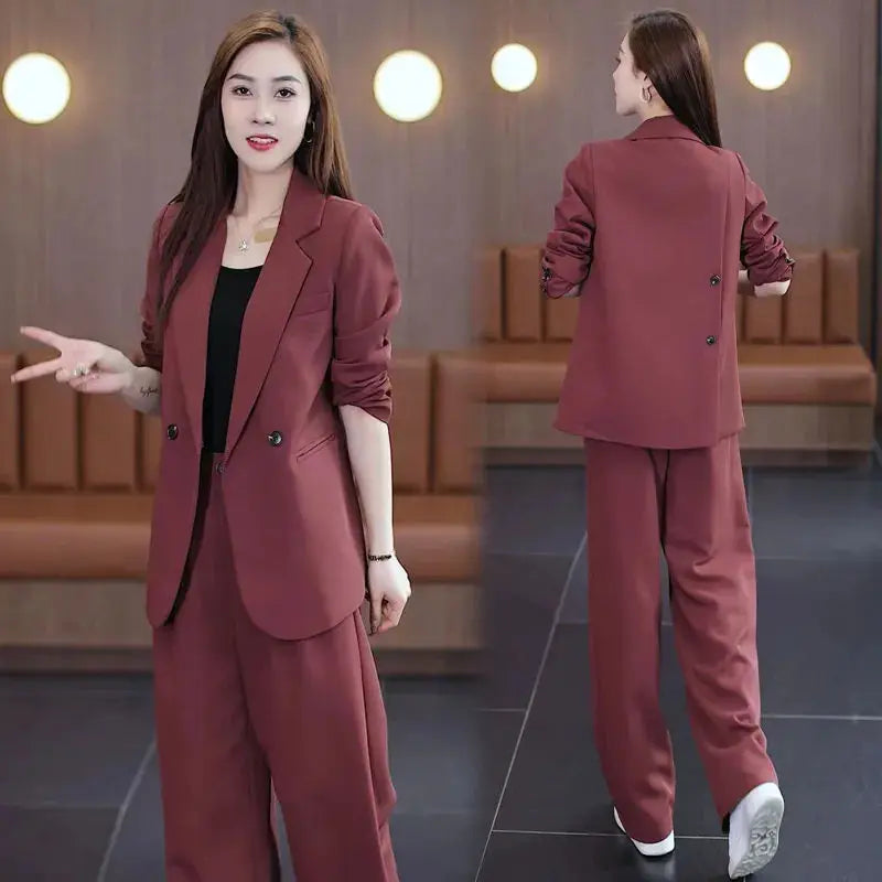 Two Piece Elegant Casual Blazers Pants Matching Set