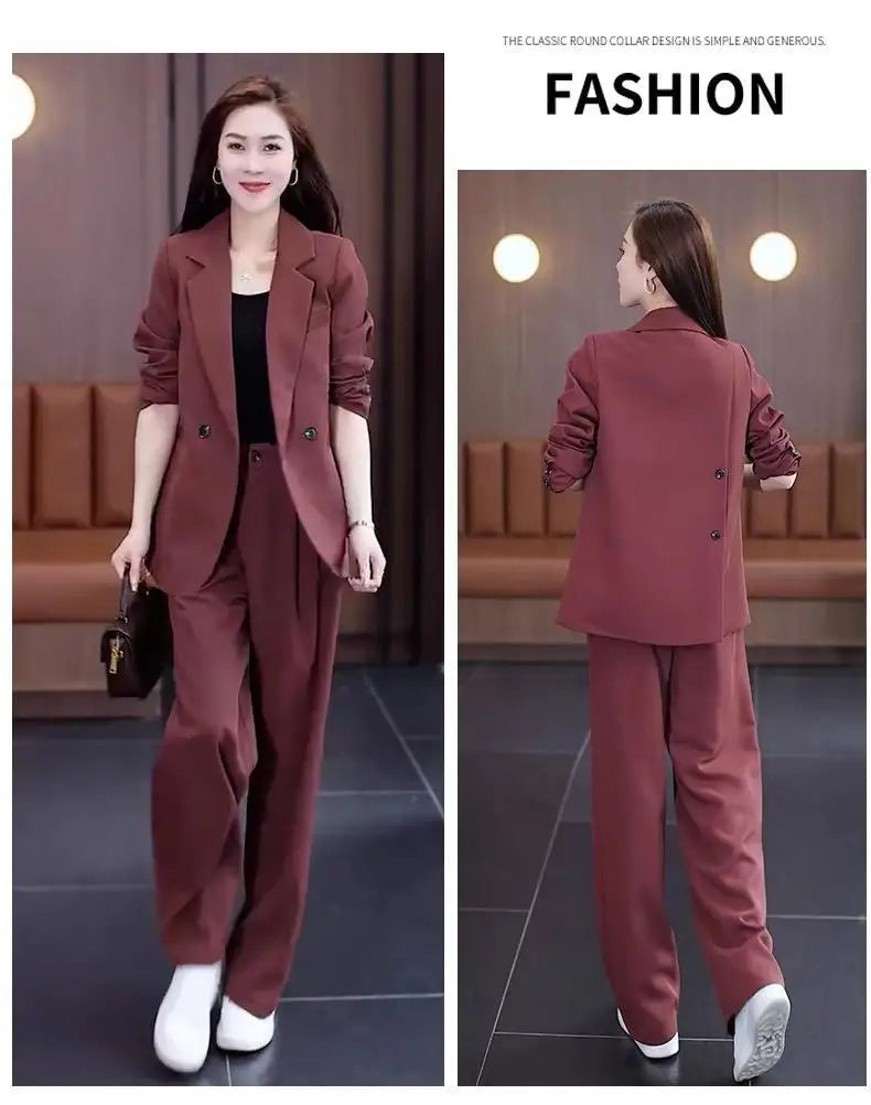 Two Piece Elegant Casual Blazers Pants Matching Set