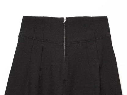 Three-dimensional cut high collar slim suit jacket & matching casual trousers
