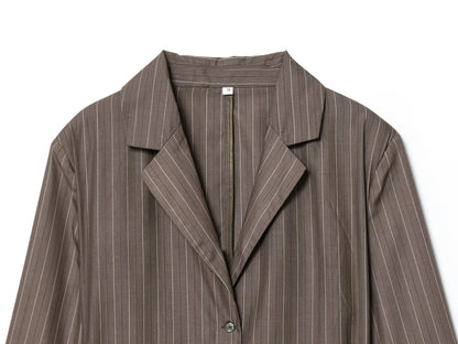 Elegant Brown Sashes Loose Single Breasted Blazers Chic Wide Leg Pant Set