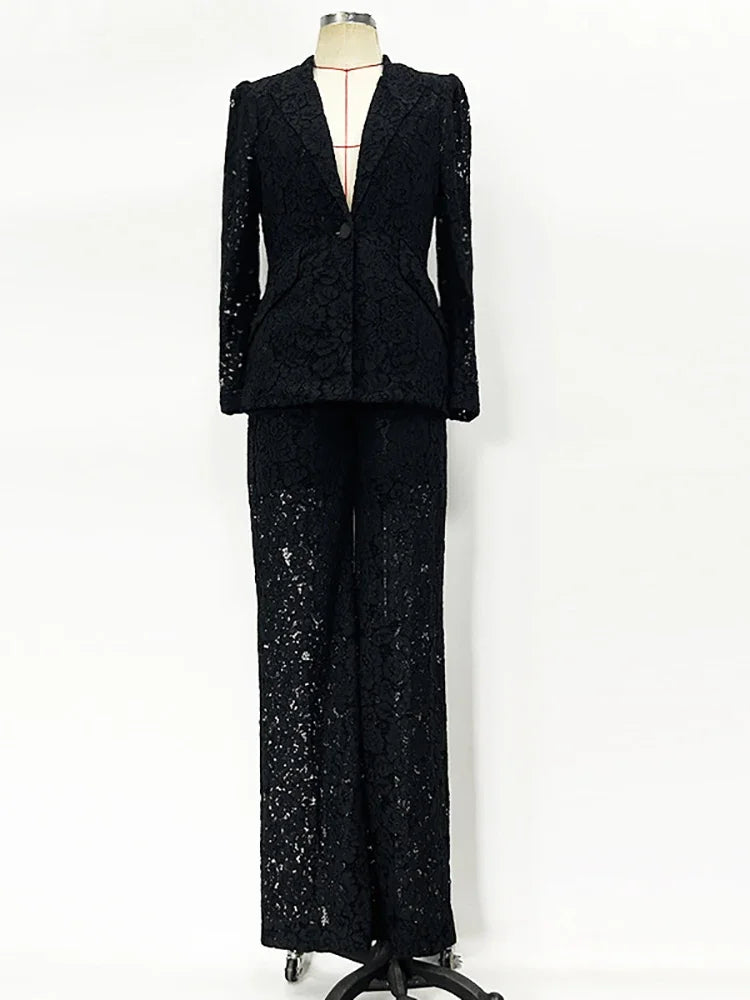 The Noir Tailored Lace Suit Set