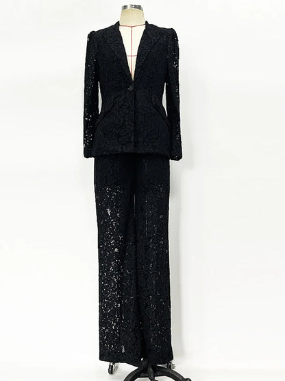 The Noir Tailored Lace Suit Set