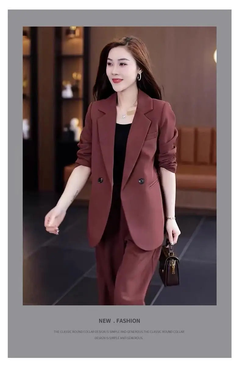 Two Piece Elegant Casual Blazers Pants Matching Set