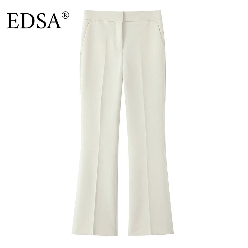 Beige Pants Set O-Neck Blazer  Tailored Jacket