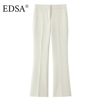 Beige Pants Set O-Neck Blazer  Tailored Jacket