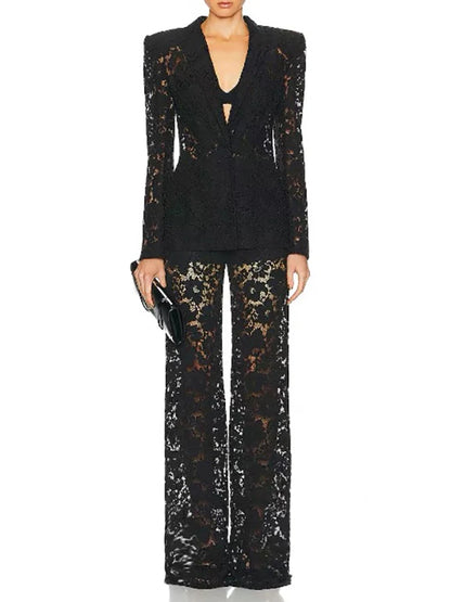 The Noir Tailored Lace Suit Set