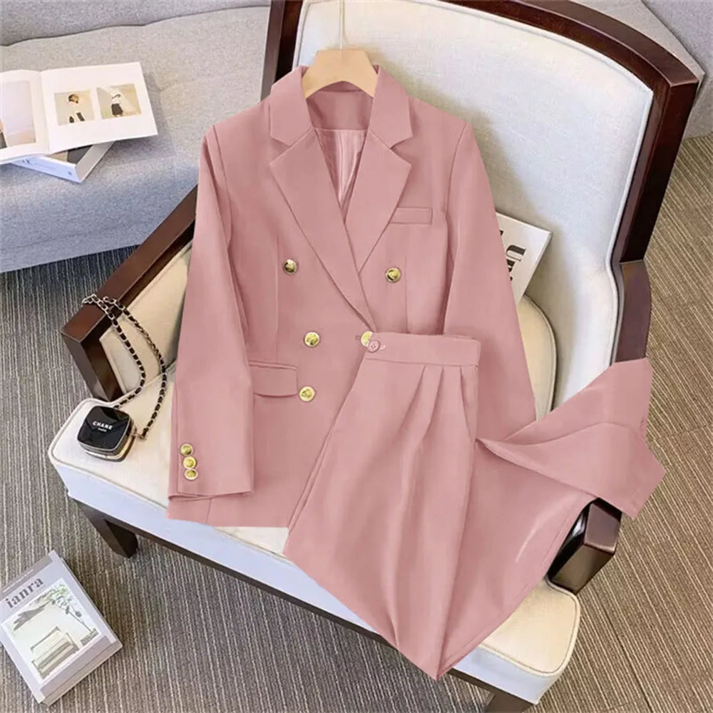 Elegant Tops Coat Blazers Pants Sets
