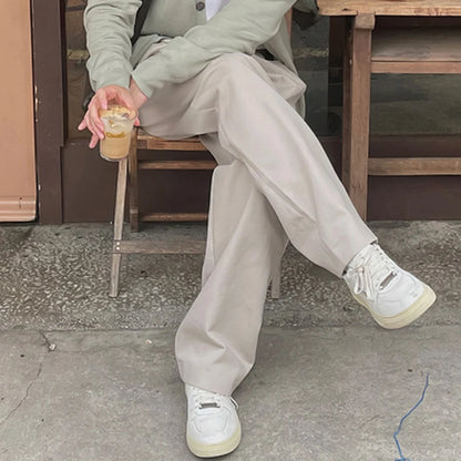 Fashionable Mens Suit Trousers Streetwear Vintage