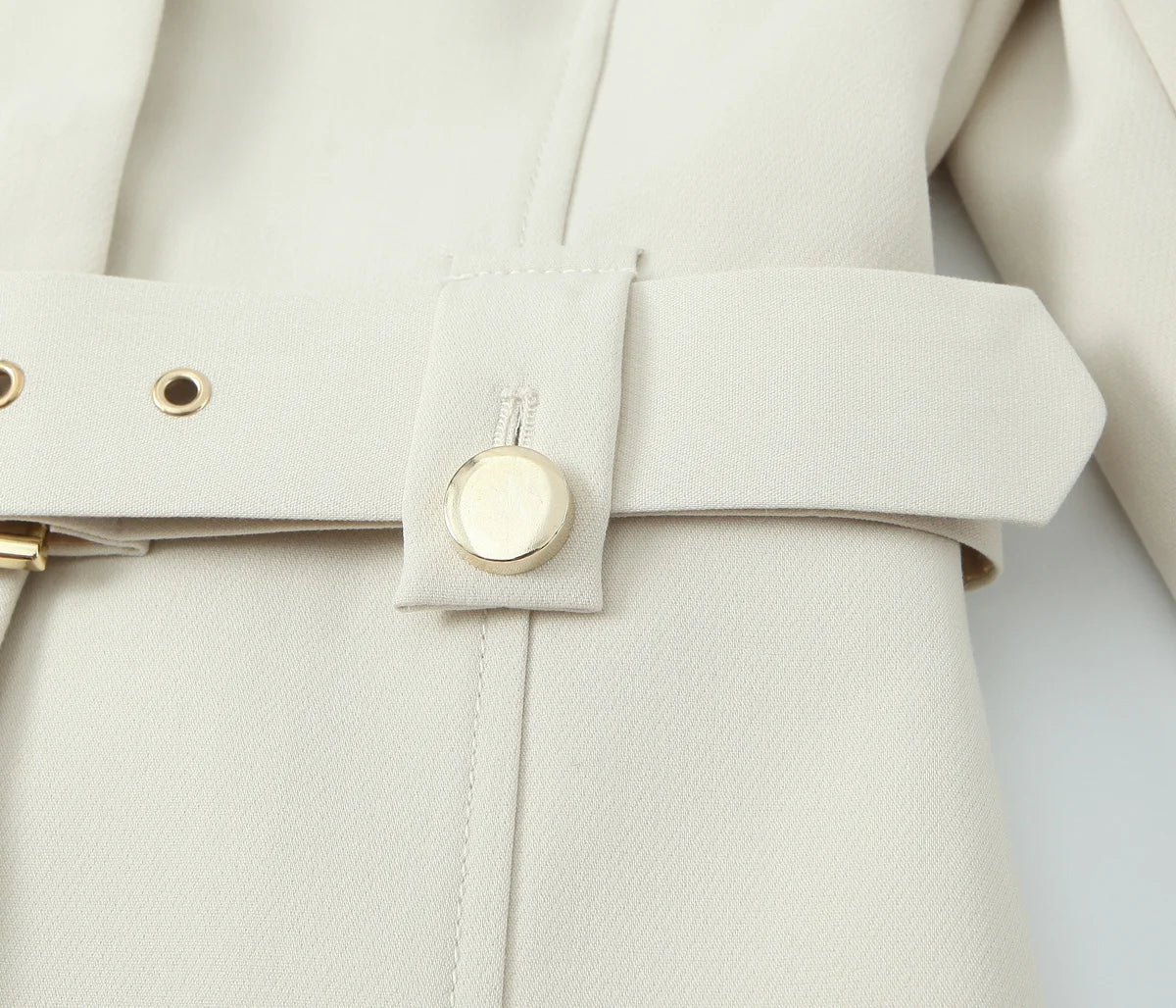 Beige Pants Set O-Neck Blazer  Tailored Jacket