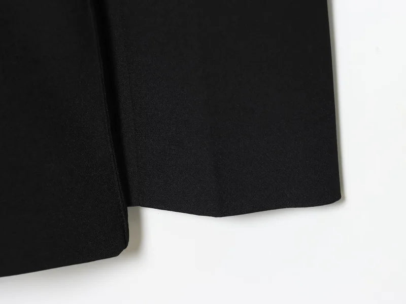 Three-dimensional cut high collar slim suit jacket & matching casual trousers